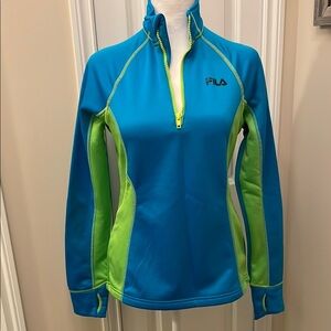 Fila Blue Neon Green Quarter-Zip Top long sleeve sport coverup